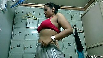 Lily, An Indian Amateur Babe, Works Out Topless At The Gym