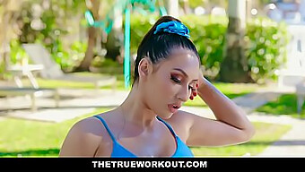 Curvy Brunette Davina Davis Gets Oiled Up For Intense Workout And Sex