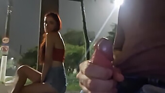 Emely'S Daring Outdoor Handjob Leads To Intense Bus Stop Encounter