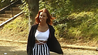 Redhead Teen Pleases Herself Outdoors With Dildo