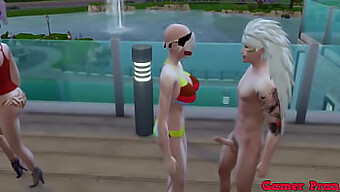 Teen Threesome With Anal Action In The Pool