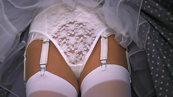 Vintage-Inspired Lingerie Featuring White Seam Stockings And Lace Underwear