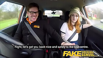 Fake Driving School: Slender Redhead Engages In Explicit Sex, Exceeding Her Driving Skills