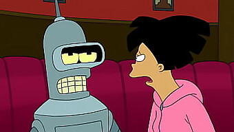 Amy And Bender Compete In A Cartoonish Adult Scenario