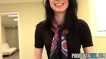 Stunning Brunette Real Estate Agent'S Wild Office Encounter