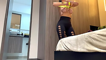 Secretly Capture A Fitness Model'S Morning Routine With A Spy Camera, Focusing On Her Voluptuous Figure And Latin Heritage.