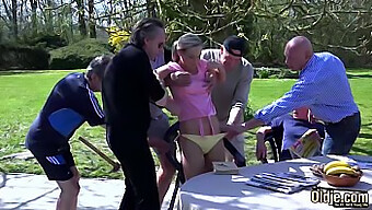 Old Men Getting Gangbanged By Young Brunettes In Outdoor Setting