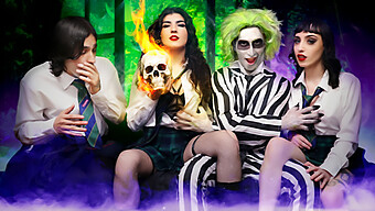 Steamy Foursome With Elias Cash In Beetlejuice Xxx Parody