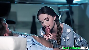 Lena Reif Seduces Her Man In Pyjamas And Gives Him A Deep Blow Job