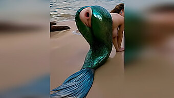 A Stranger Vigorously Penetrates A Mermaid'S Tight Asshole On The Beach, Resulting In A Messy Creampie